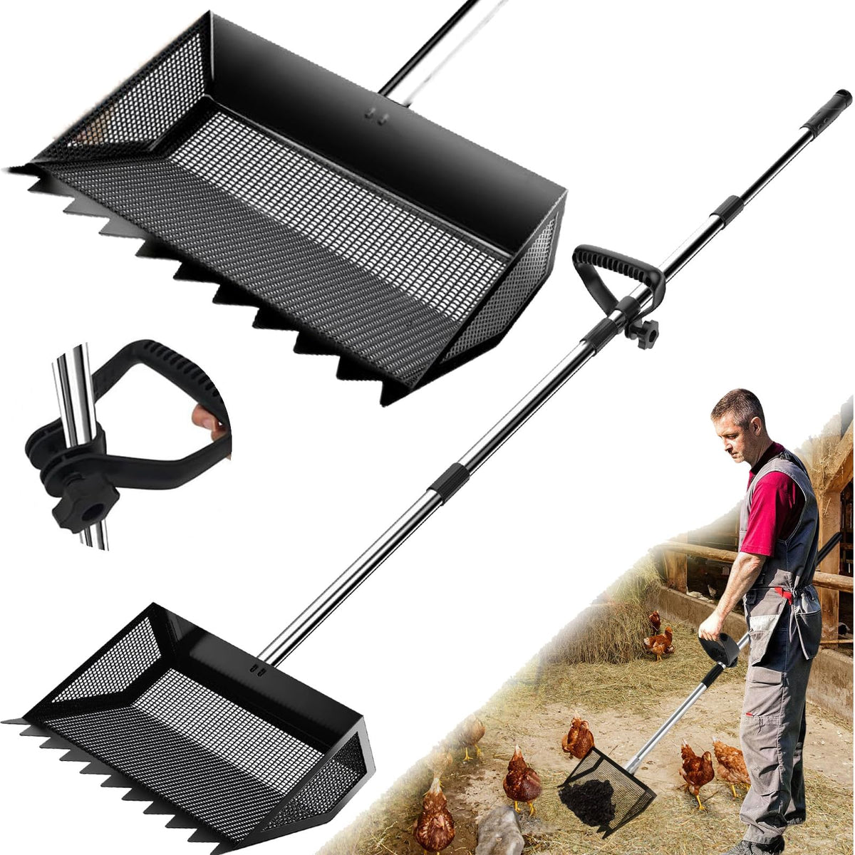 ORLYOBABE 12-inch chicken poop scooper head for efficient manure collection.