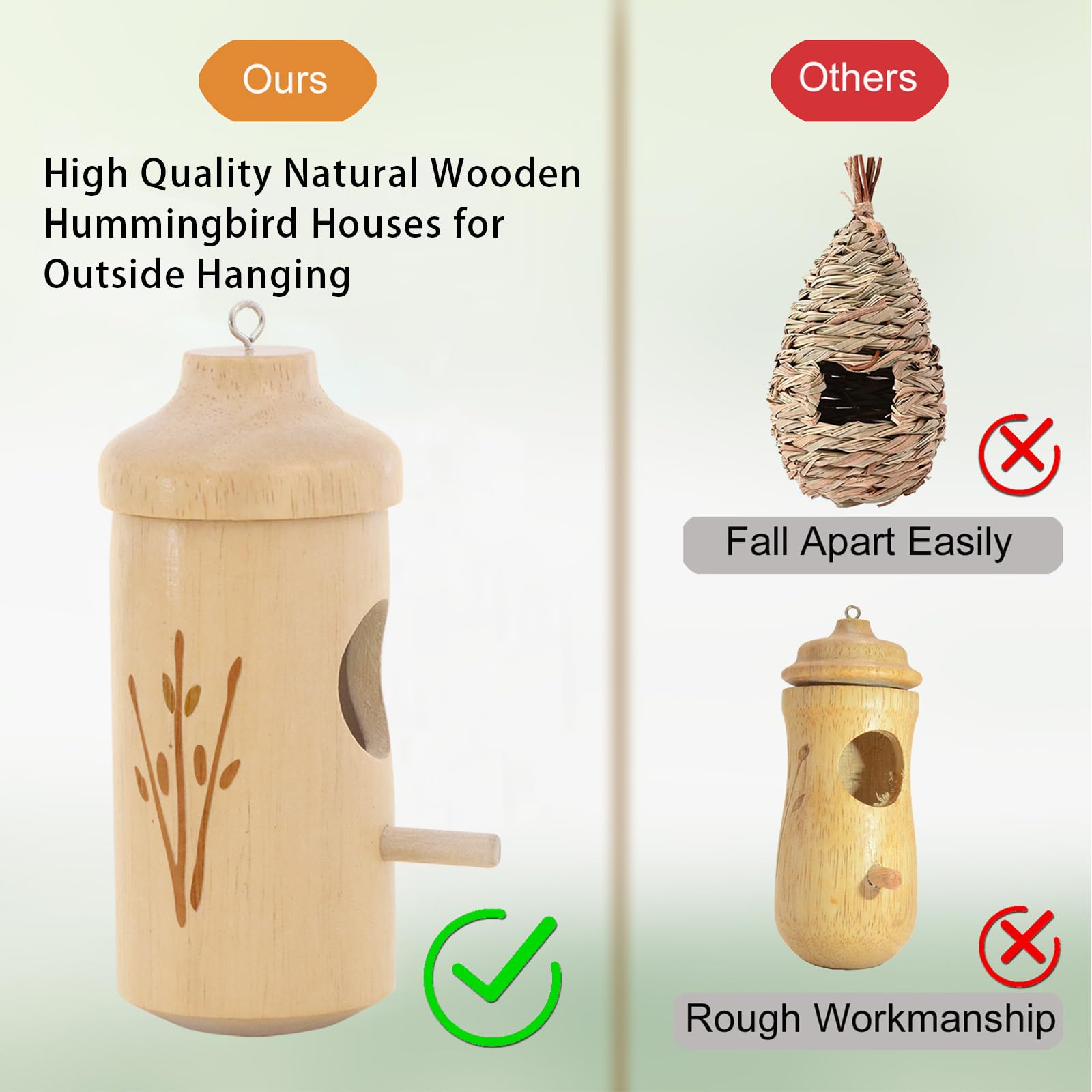 OROGHT Hummingbird House entrance diameter 9/10 inches fits hummingbirds comfortably