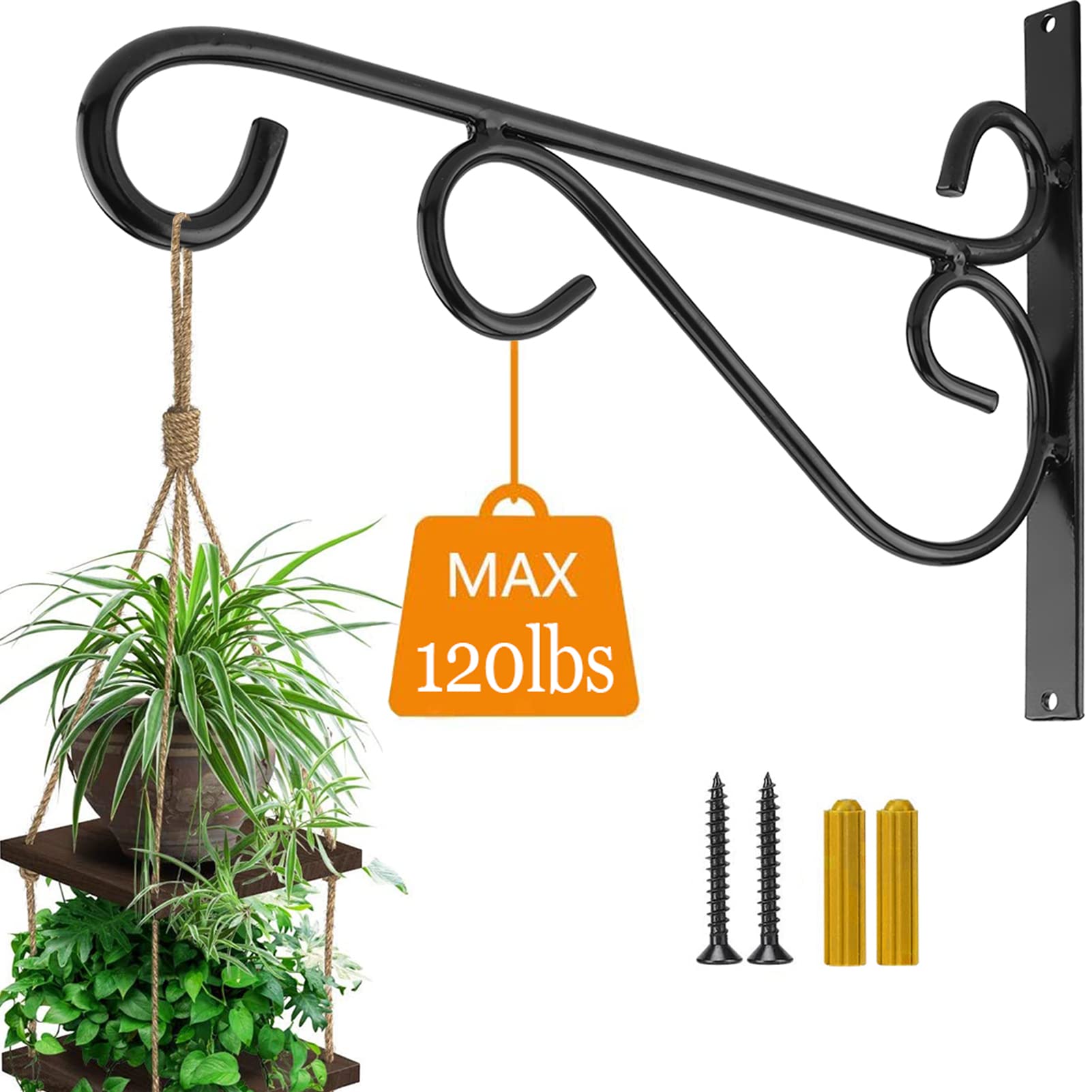 Ororitoli 12-inch hanging plant bracket in rugged steel for indoor and outdoor displays