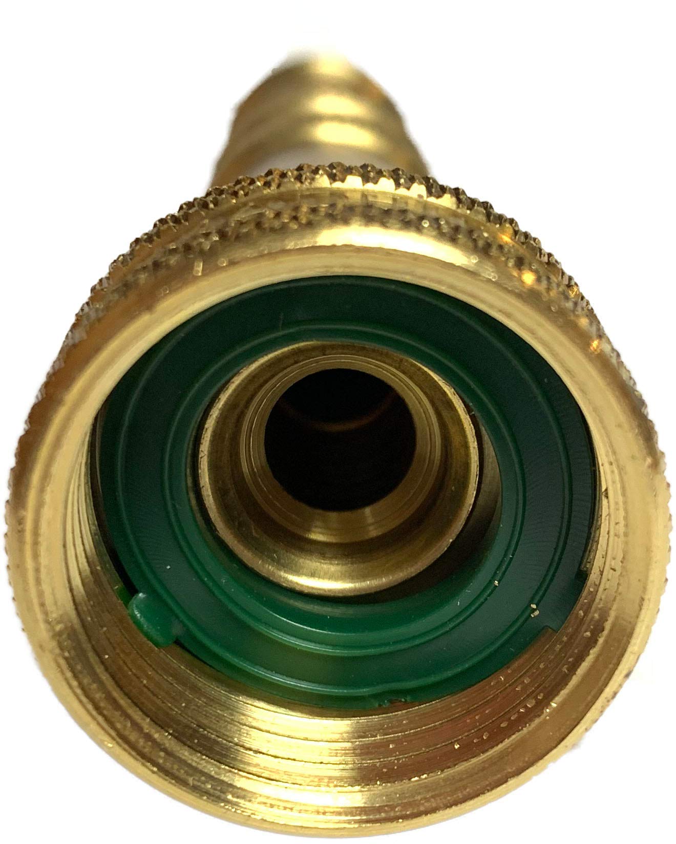 Orrco Brass Hose Nozzle four-hole tip for smoother water flow.