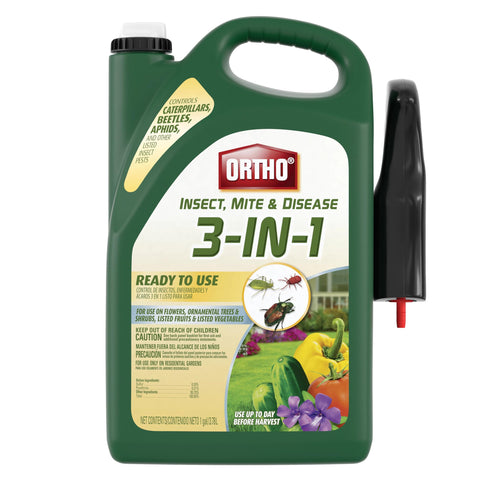 Ortho 3-in-1 bottle ready-to-use for easy garden protection.