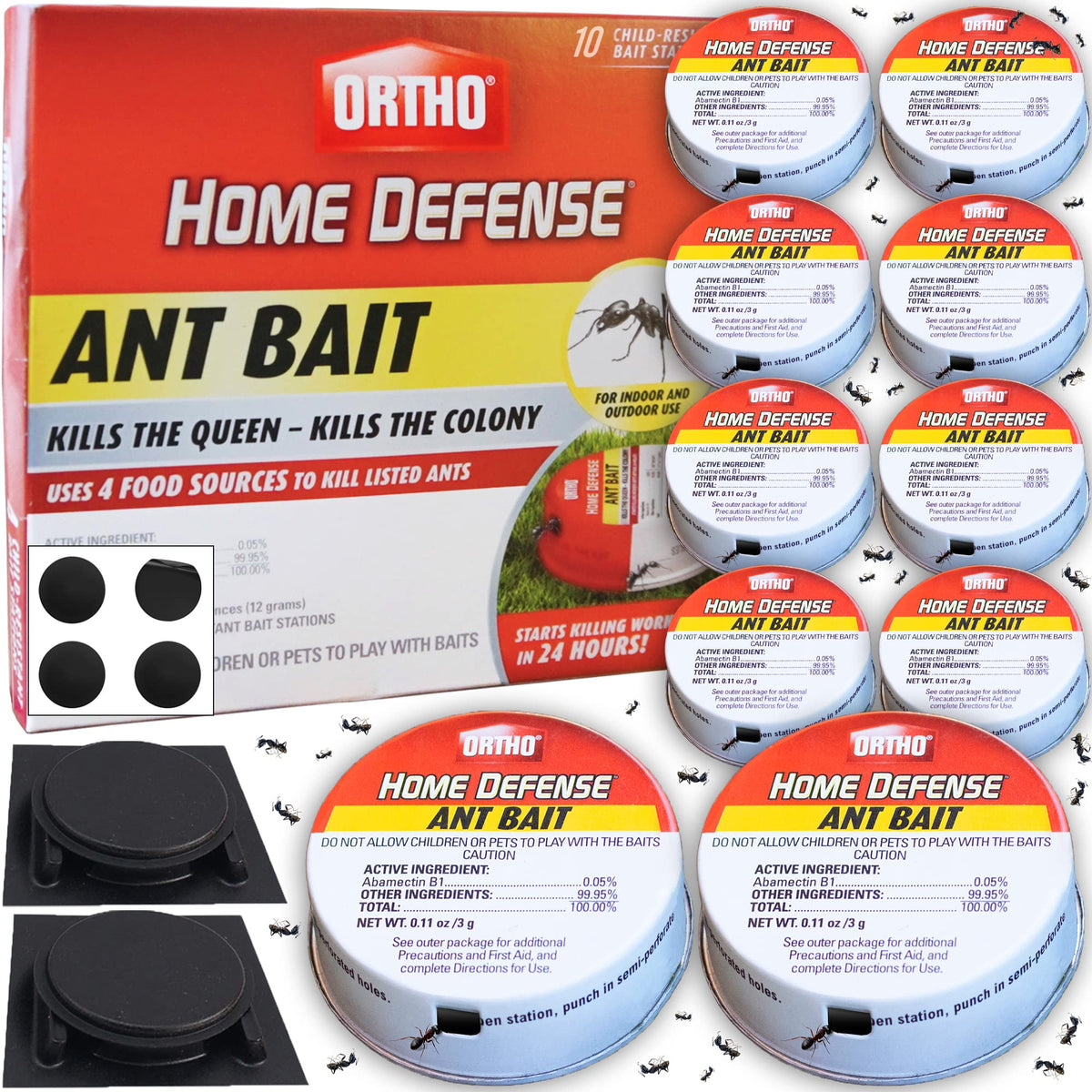 Ortho Ant Traps Indoor in a metallic case protecting surfaces while targeting indoor ants.