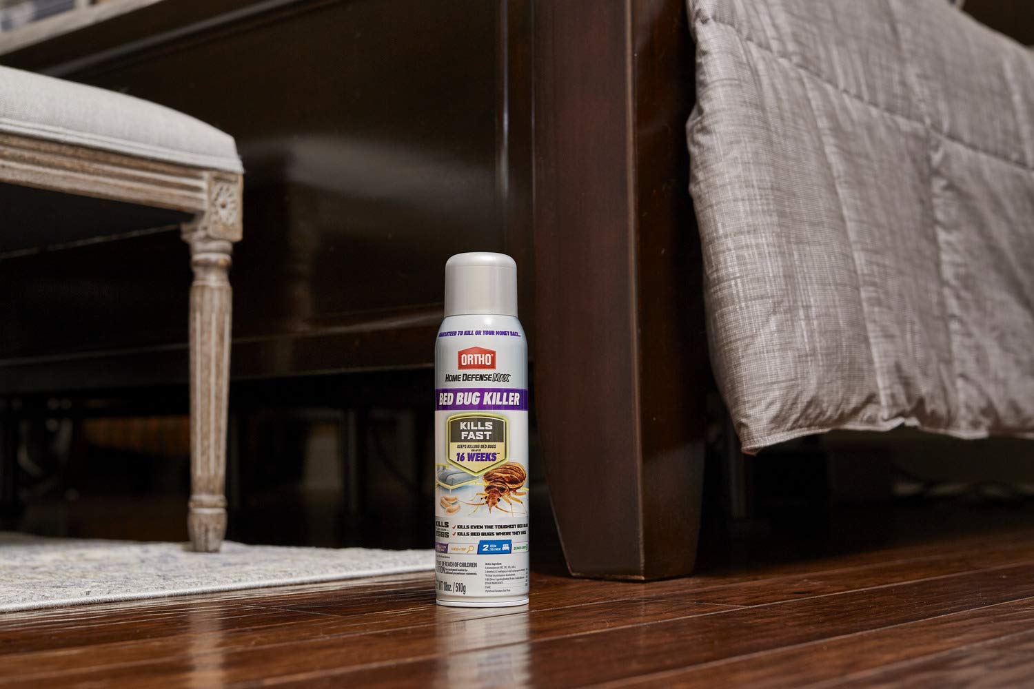 Ortho Bed Bug Killer applied along baseboards for targeted treatment