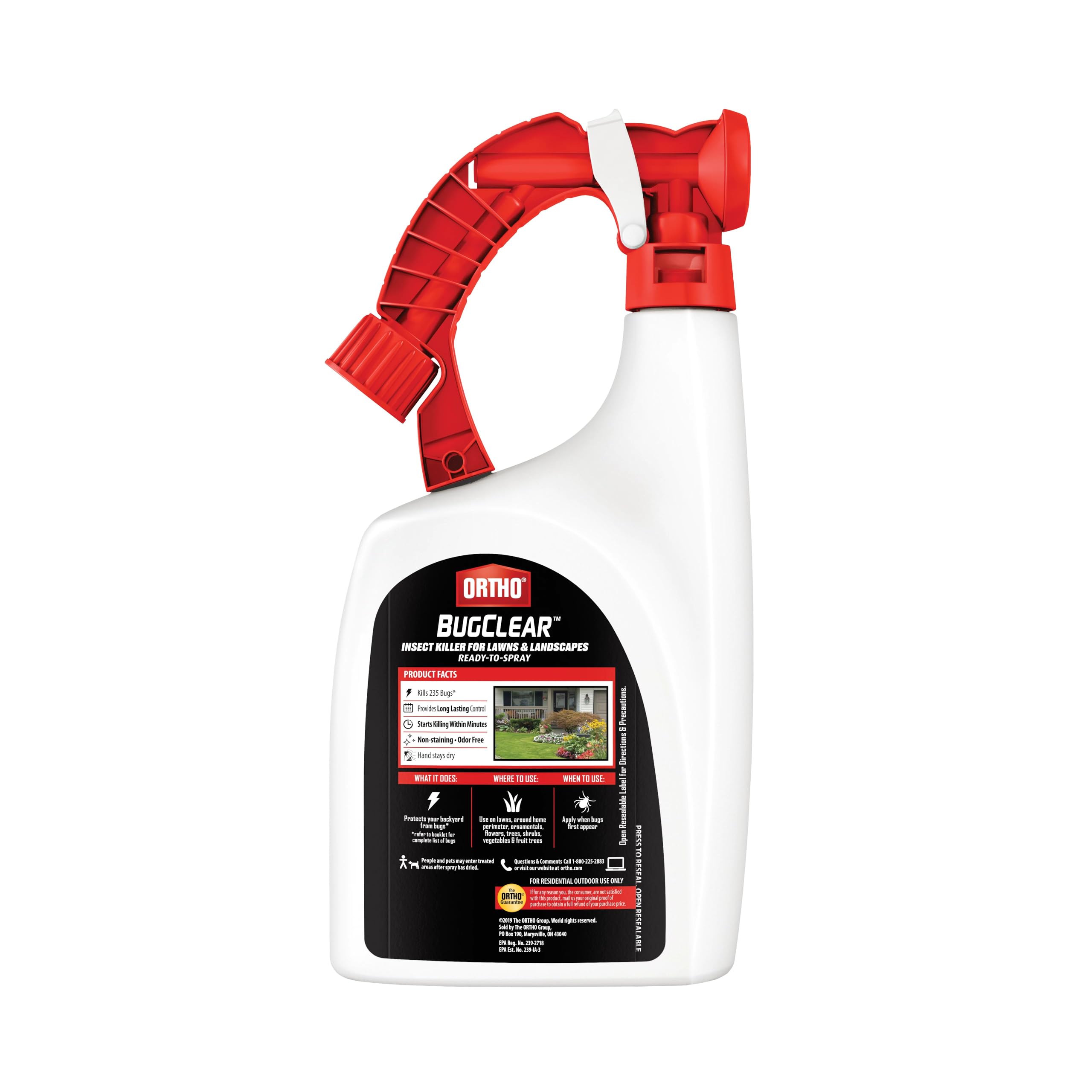 Ortho BugClear wide-range pests like mosquitoes and ants addressed.