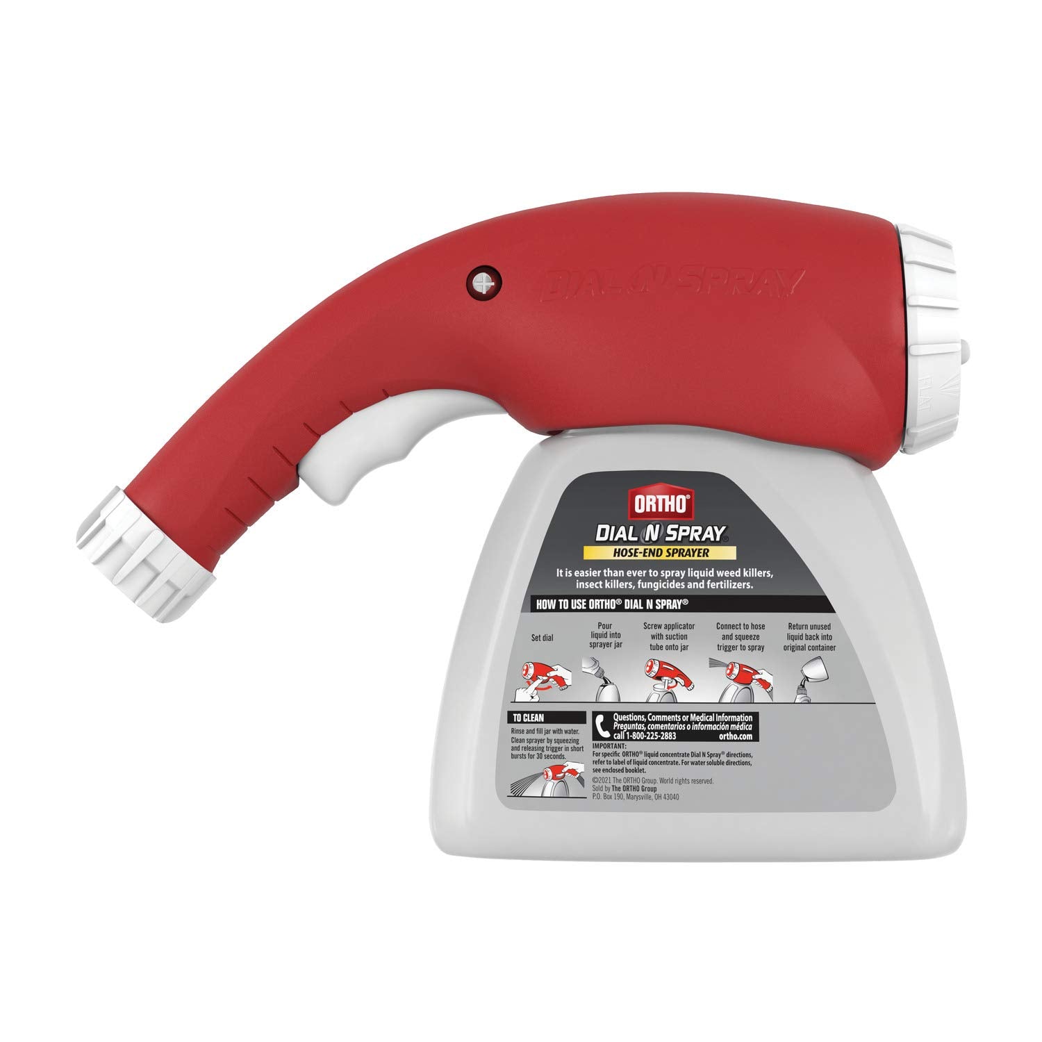Ortho Dial N Spray demonstrating three spray patterns for broad coverage