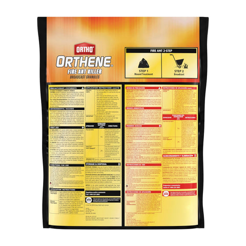 Ortho Fire Ant Killer bag packaging showing 13 lb capacity and lawn coverage.