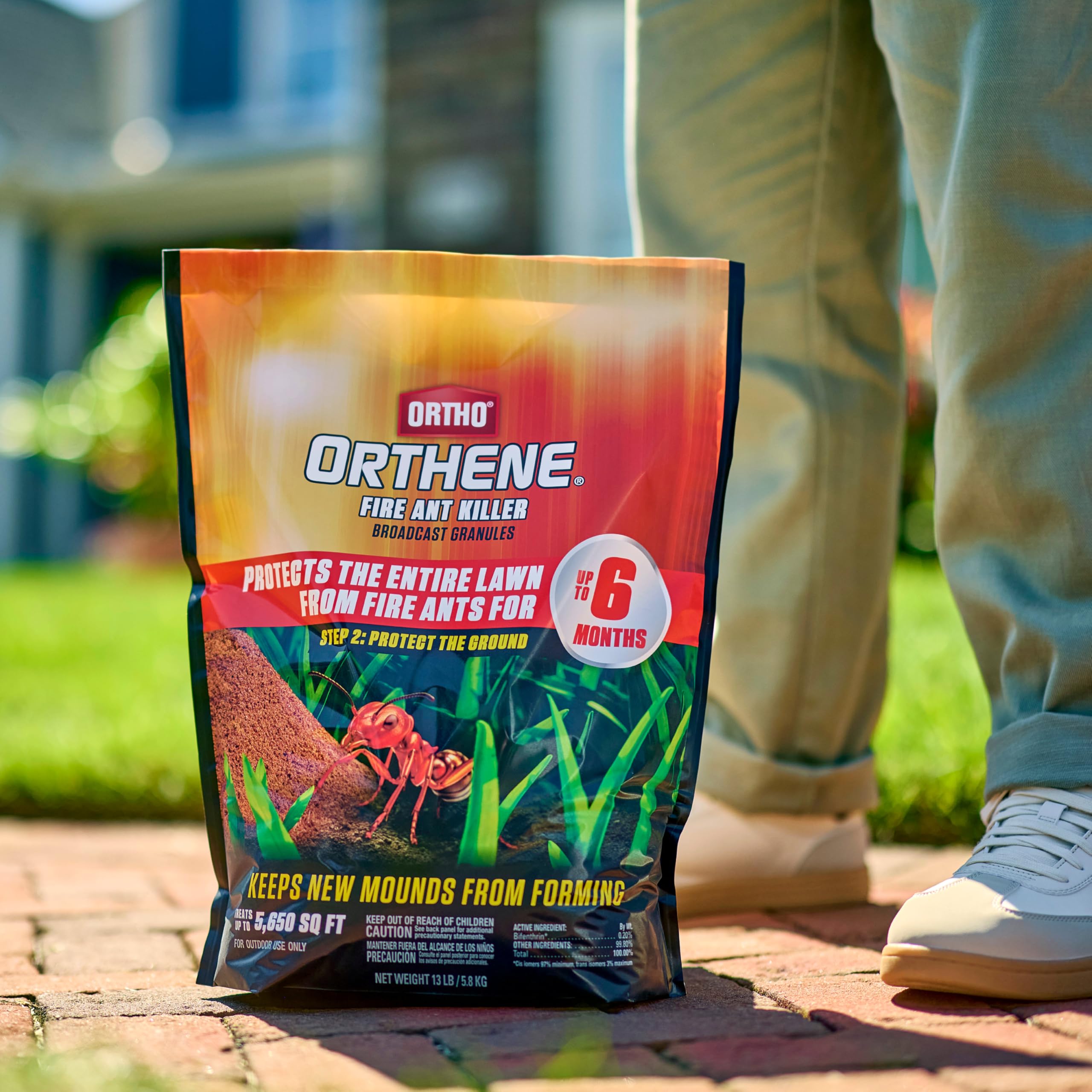 Ortho Fire Ant Killer Broadcast Granules safety label and directions.