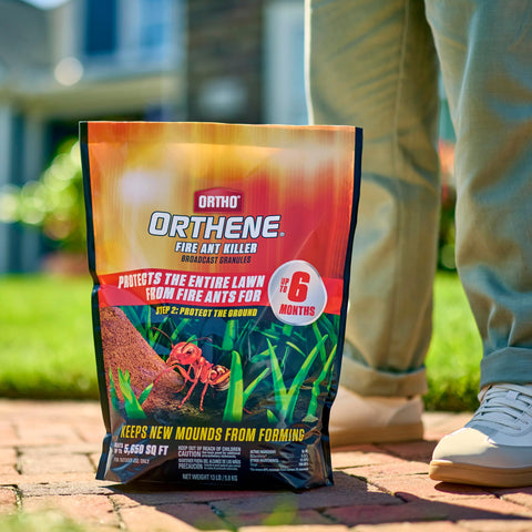 Ortho Fire Ant Killer Broadcast Granules safety label and directions.