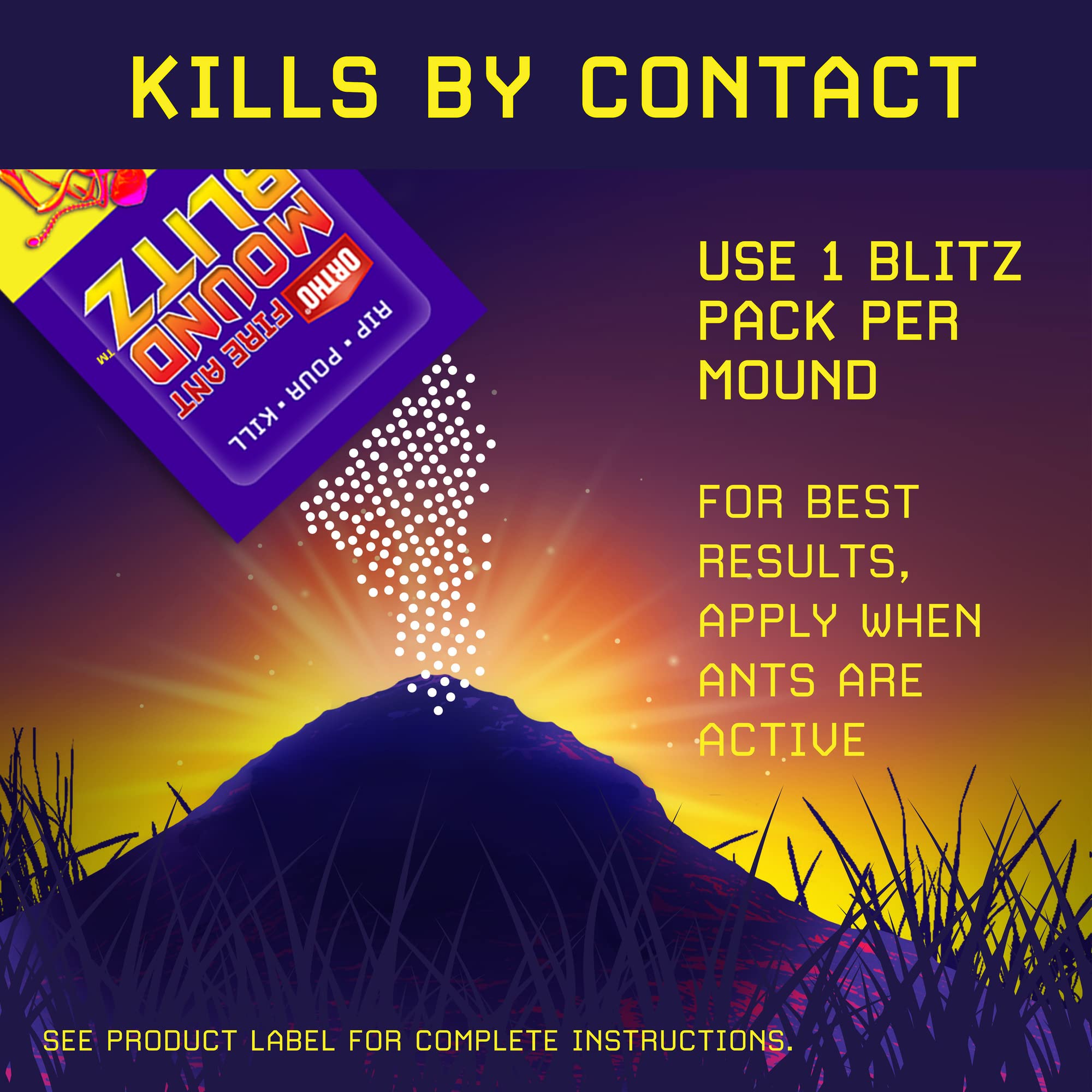 Ortho Fire Ant Mound Blitz on home lawn showing application area
