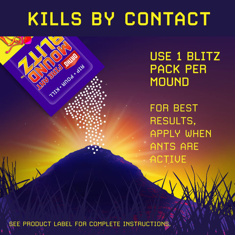 Ortho Fire Ant Mound Blitz on home lawn showing application area