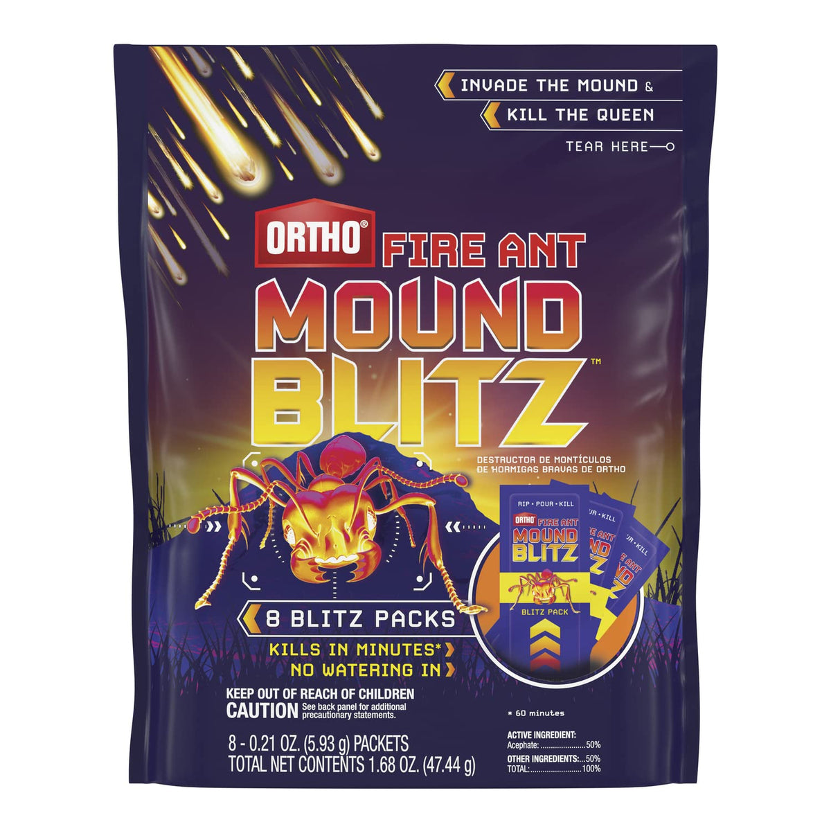 Ortho Fire Ant Mound Blitz pack ready for mound treatment