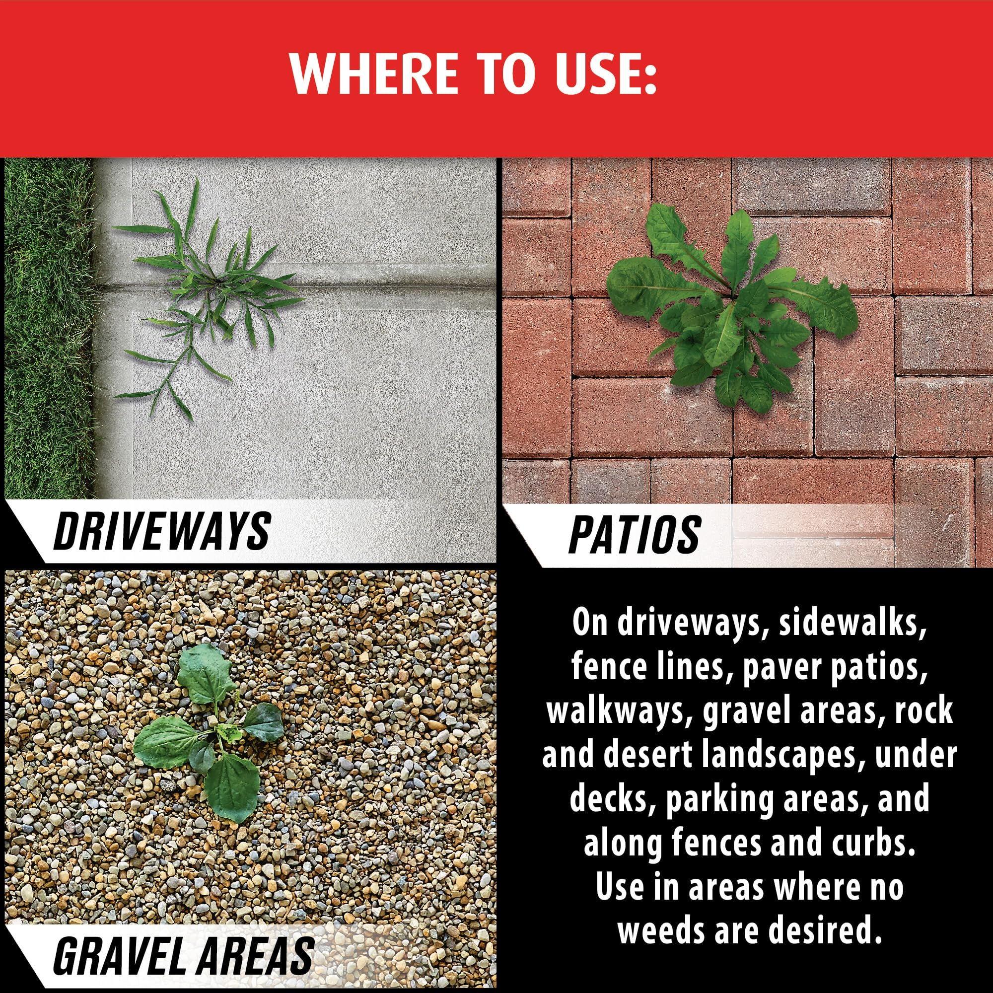 Under-deck area treated with Ortho GroundClear to reduce recurring weeds.