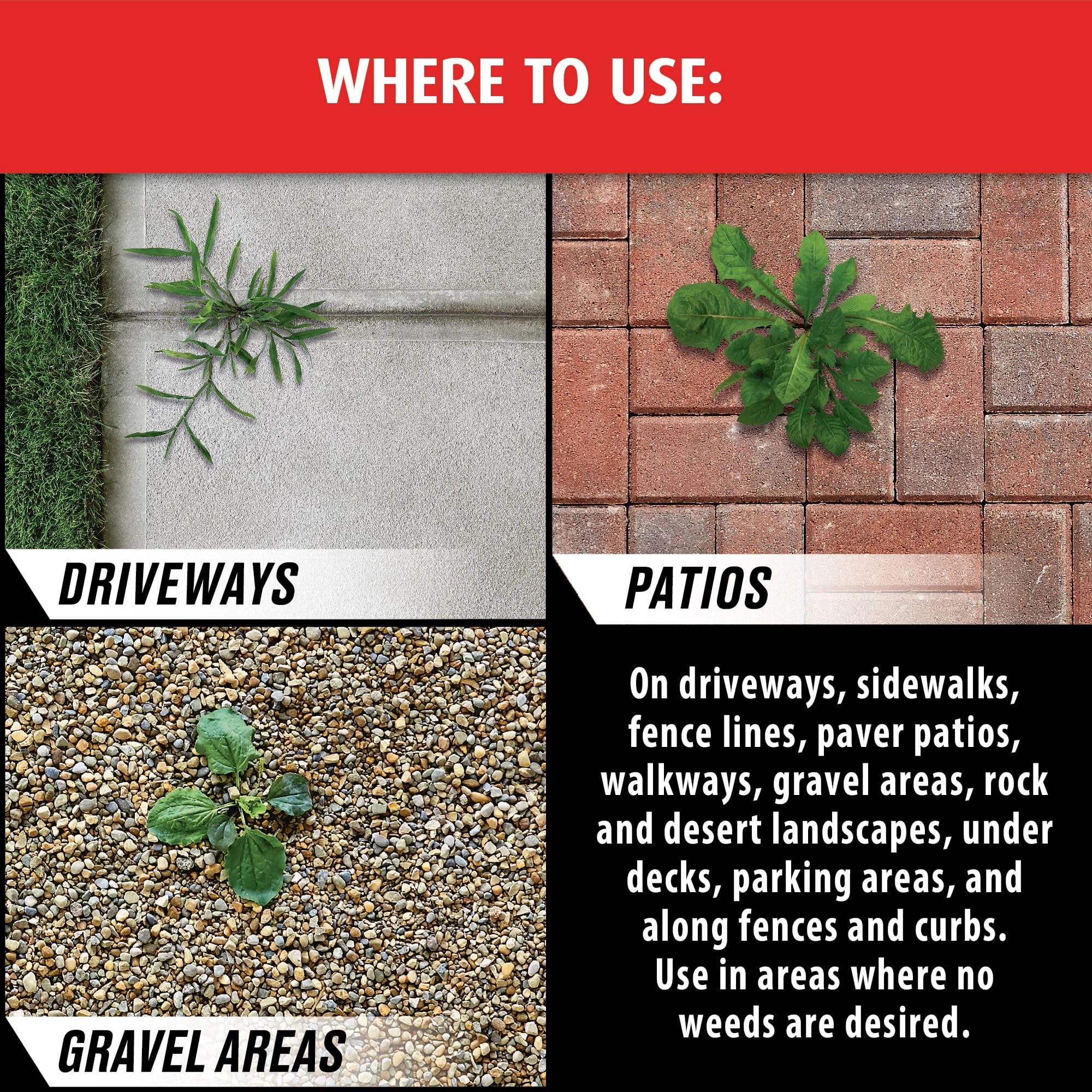 Angle view of applying Ortho GroundClear on drives and sidewalks.