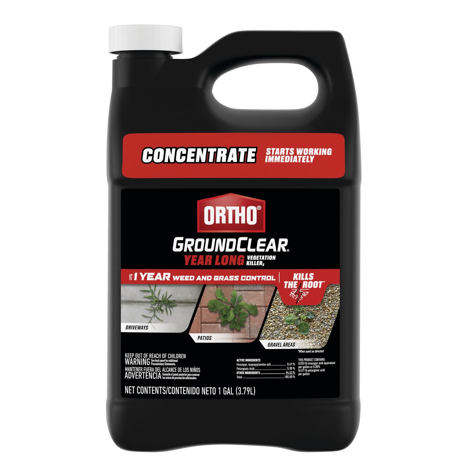 Ortho GroundClear concentrate bottle ready for fast weed kill on driveways