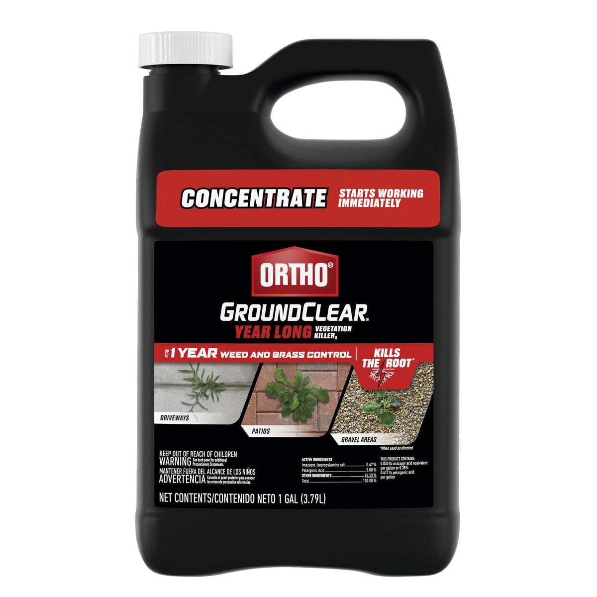 Ortho GroundClear concentrate bottle ready for fast weed kill on driveways