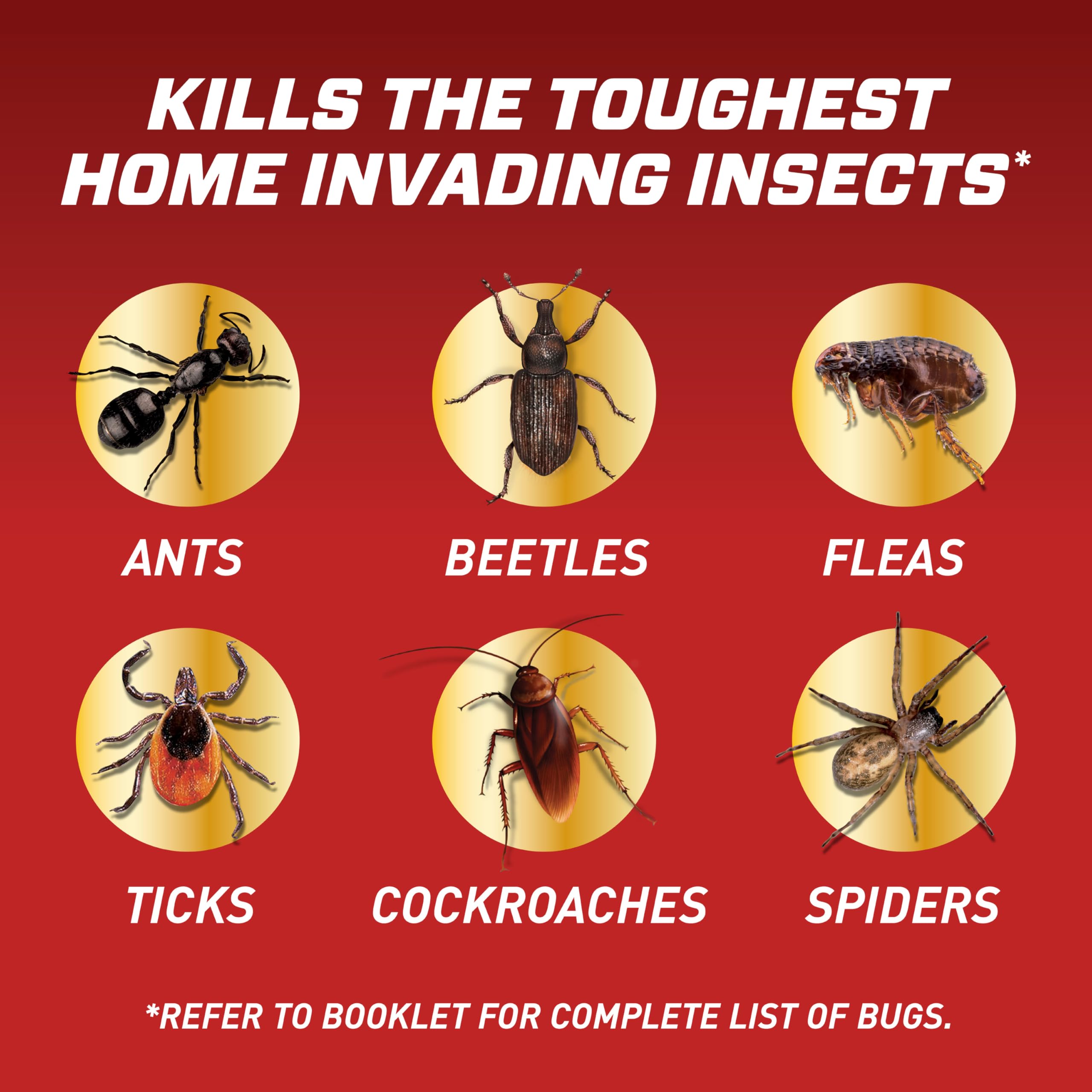Up to 12-month protection against ants, roaches, and spiders on non-porous surfaces.