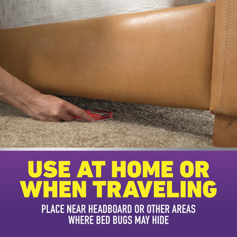 Ortho Home Defense Bed Bug Trap positioned between mattress and box spring captures activity quietly