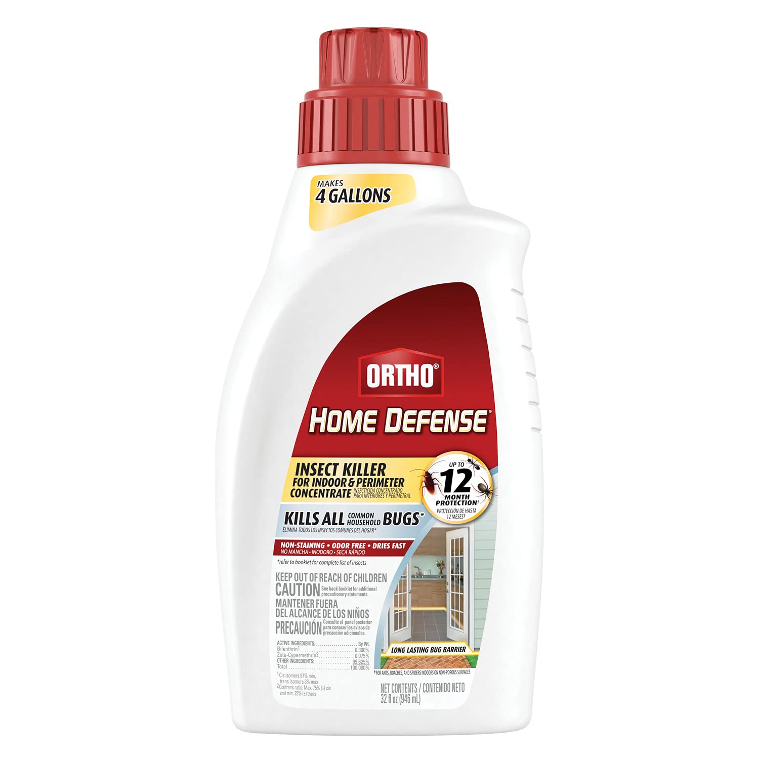 Ortho Home Defense bottle pour shows easy dilution for indoor and outdoor use