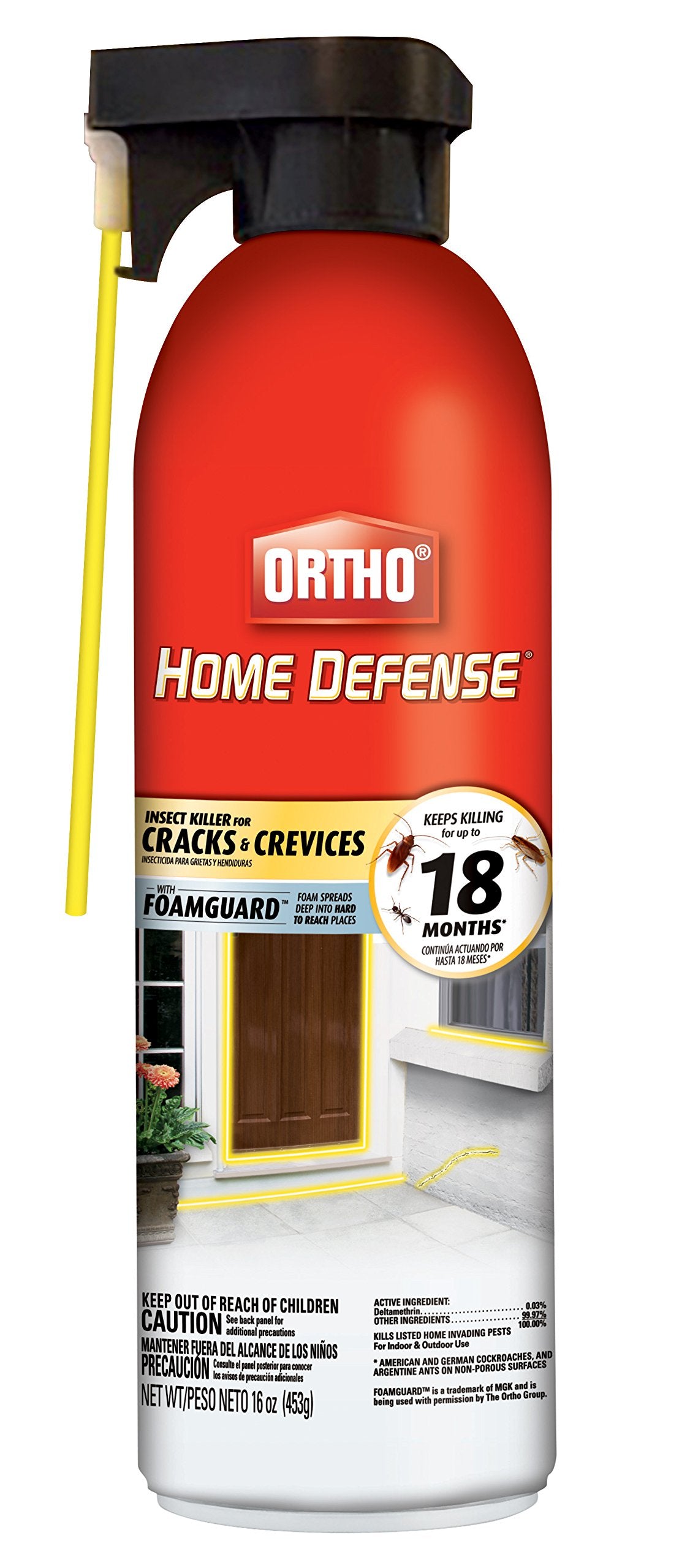 Ortho Home Defense cracks-and-crevices foam in action for long-lasting indoor pest control
