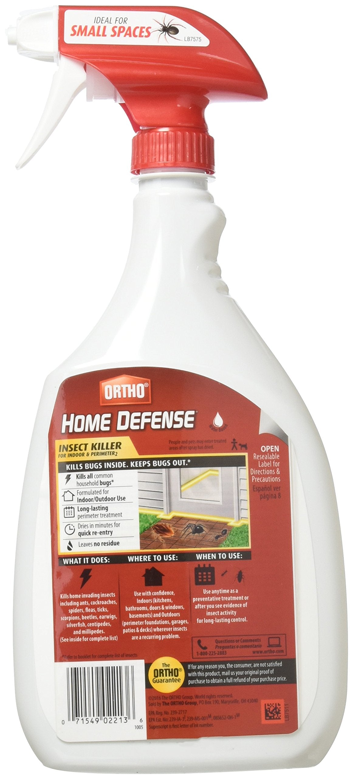 Ortho Home Defense Max applying spray to create a protective barrier around entryways.