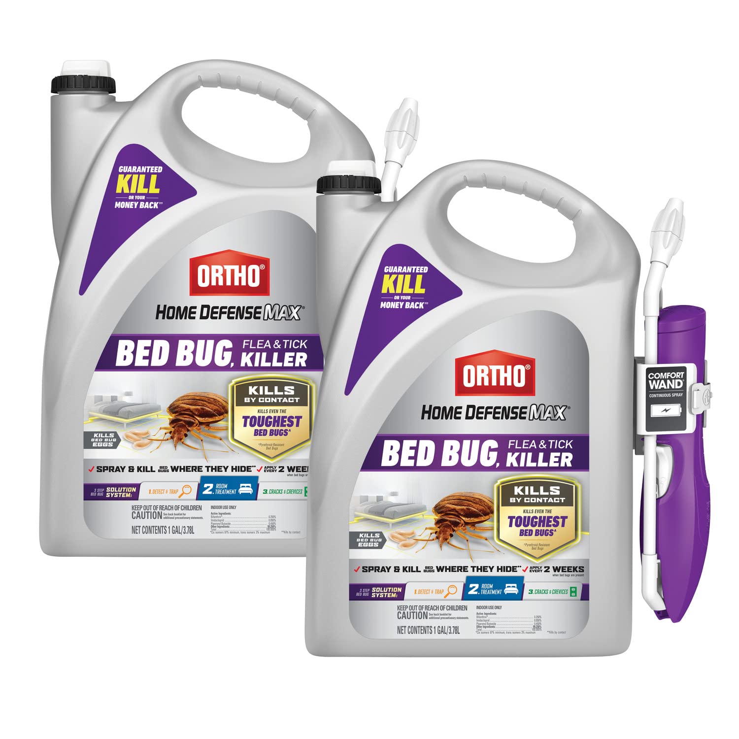 Ortho Home Defense Max two-pack bottle with Comfort Wand for effective indoor treatments.