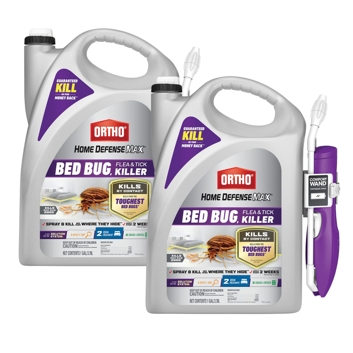 Ortho Home Defense Max two-pack bottle with Comfort Wand for effective indoor treatments.