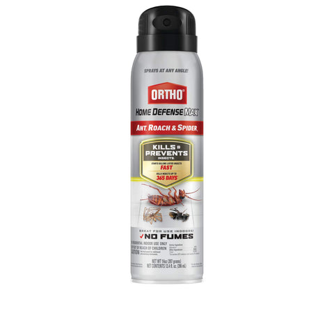 Ortho Home Defense Max bottle front highlights no fumes for indoor use