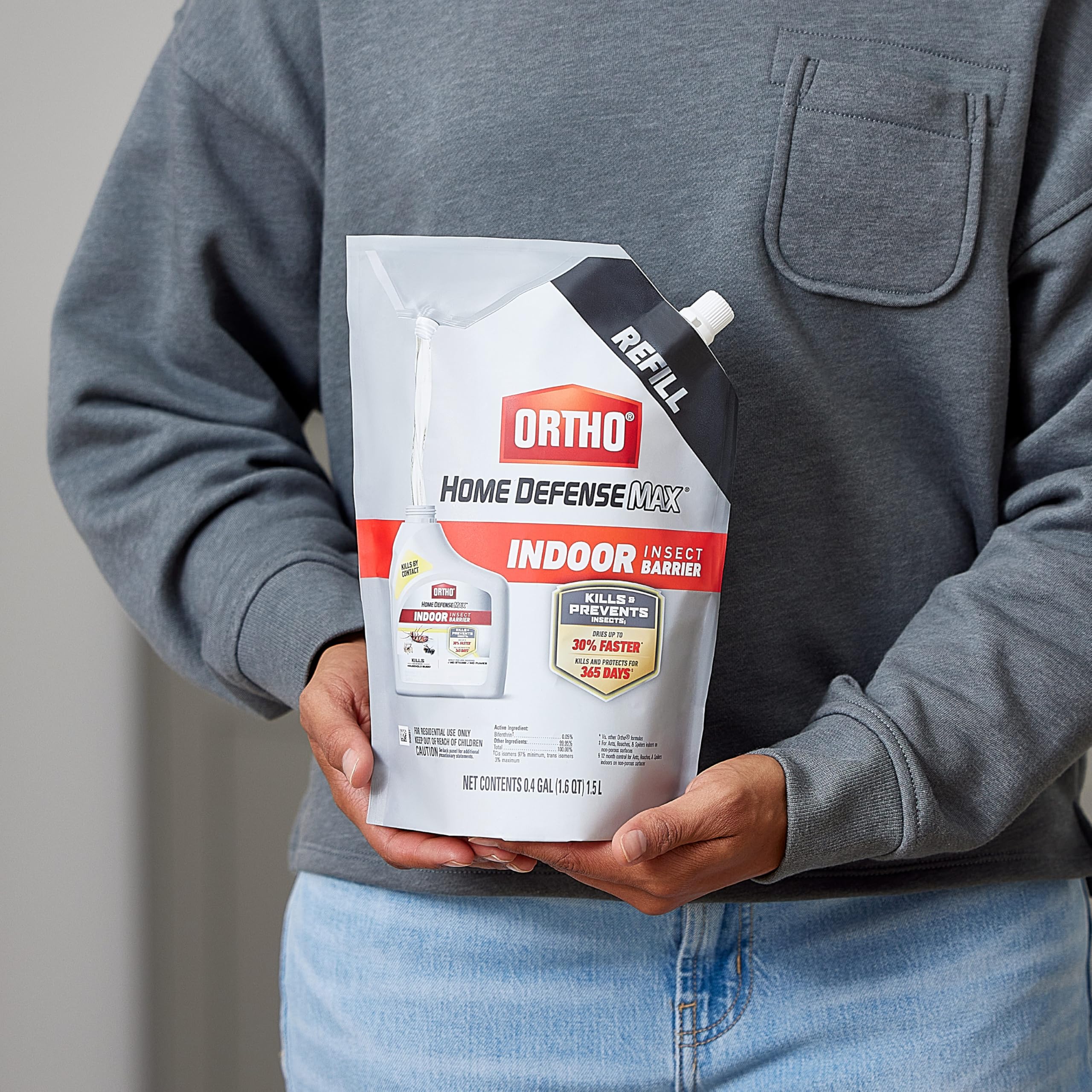 Indoor nonporous surface treatment by Ortho Home Defense Max.