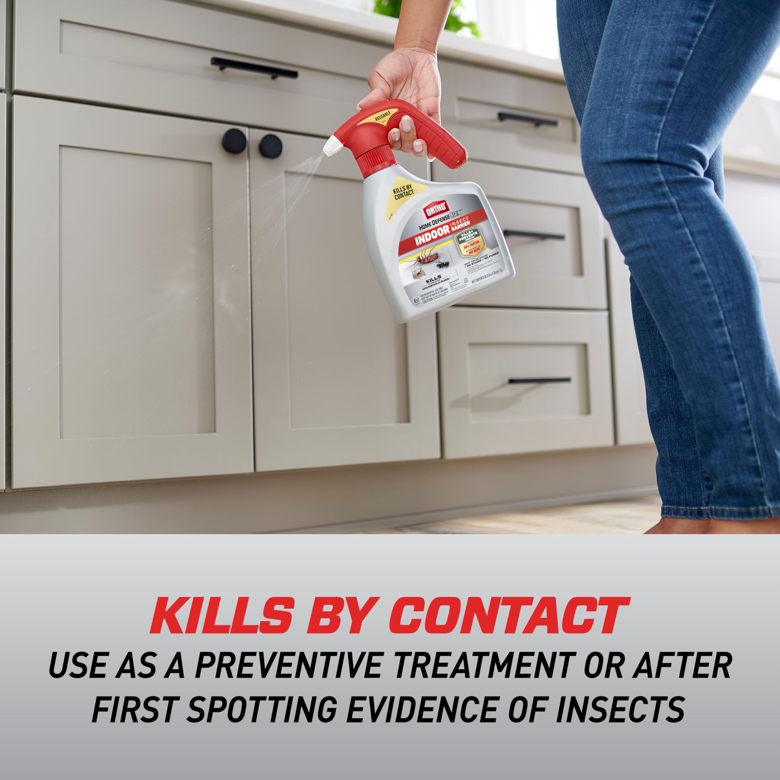 Ortho Home Defense Max kills ants, roaches and spiders on contact