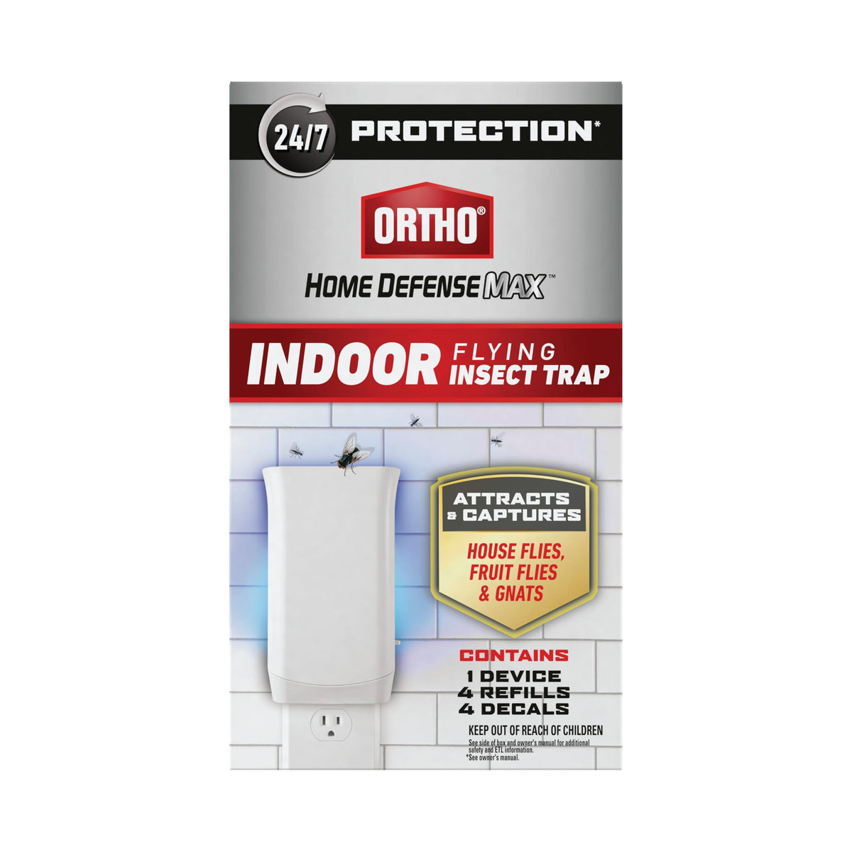 Ortho Home Defense Max plug-in trap in outlet provides discreet indoor control