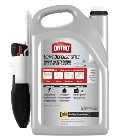 Ortho Home Defense Max ready-to-use bottle shown for indoor use.