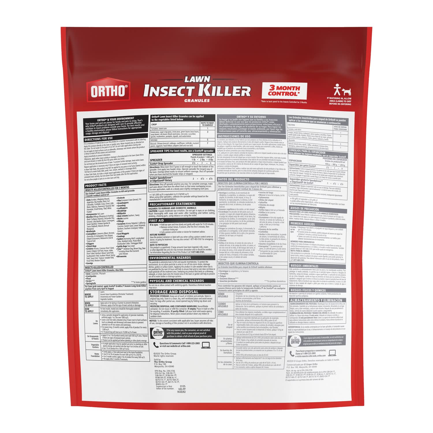 Ortho Lawn Insect Killer Granules being spread for even lawn coverage.