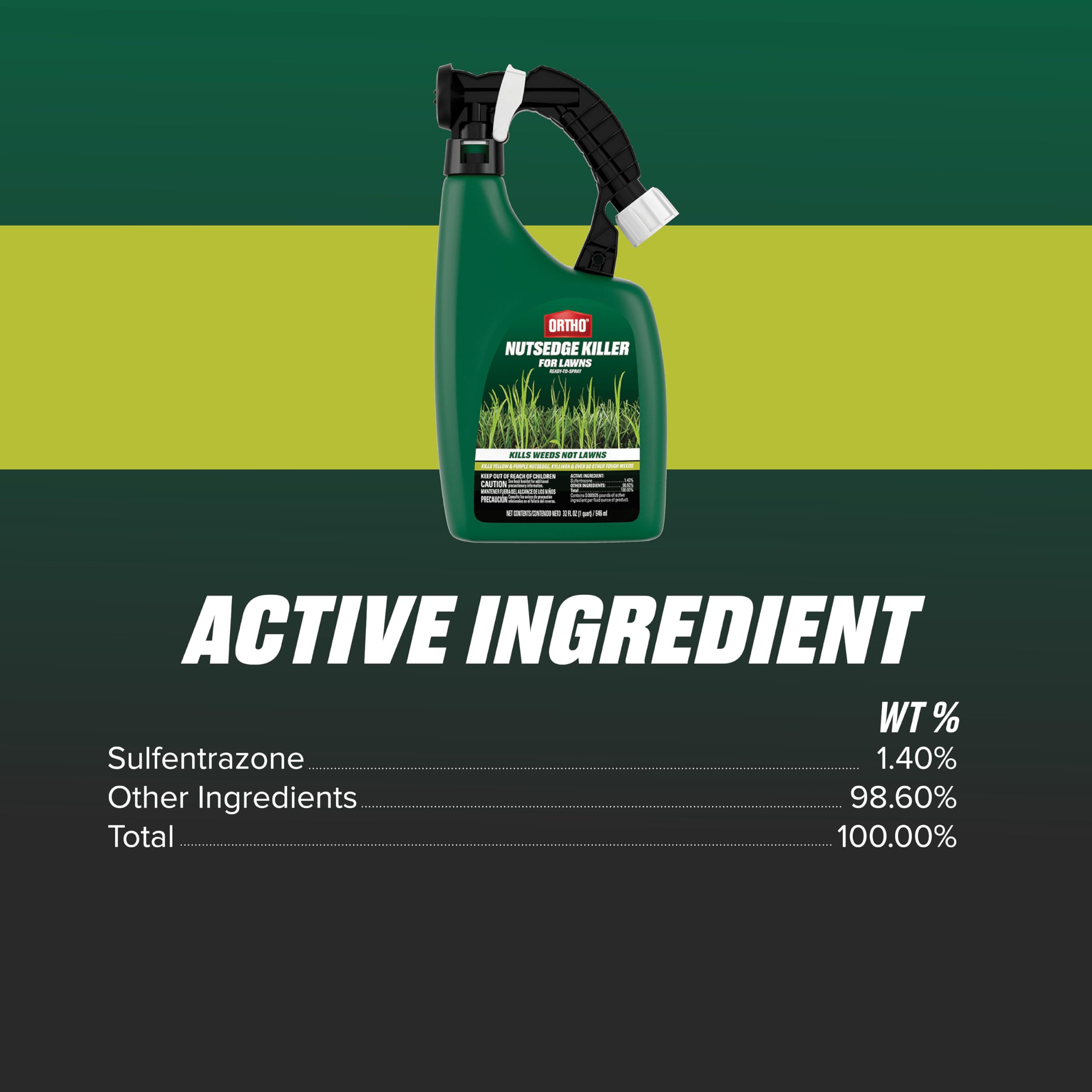Ortho Nutsedge Killer for Lawns label with usage details