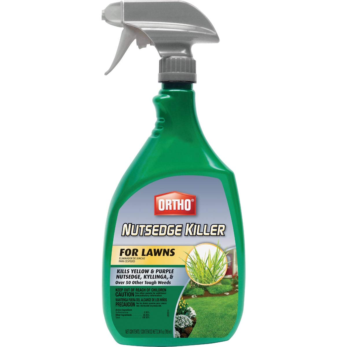 Ortho Nutsedge Killer ready-to-use bottle applied to weeds for faster lawn weed control