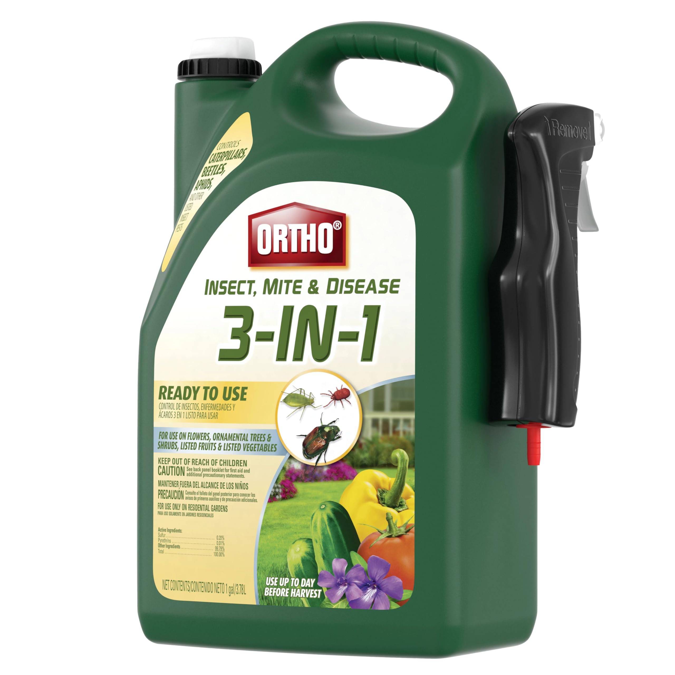 Ortho ornamental trees and shrubs kept healthier with 3-in-1 spray.