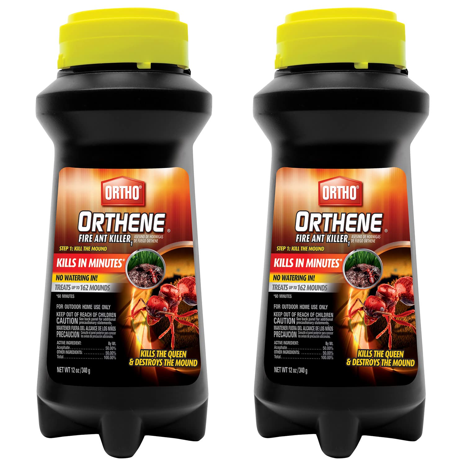Ortho Orthene Fire Ant Killer queen-destruction mound treatment for long-lasting control.