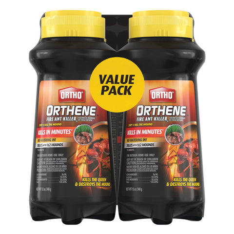 Ortho Orthene Fire Ant Killer1 mound treatment granules over an active mound.