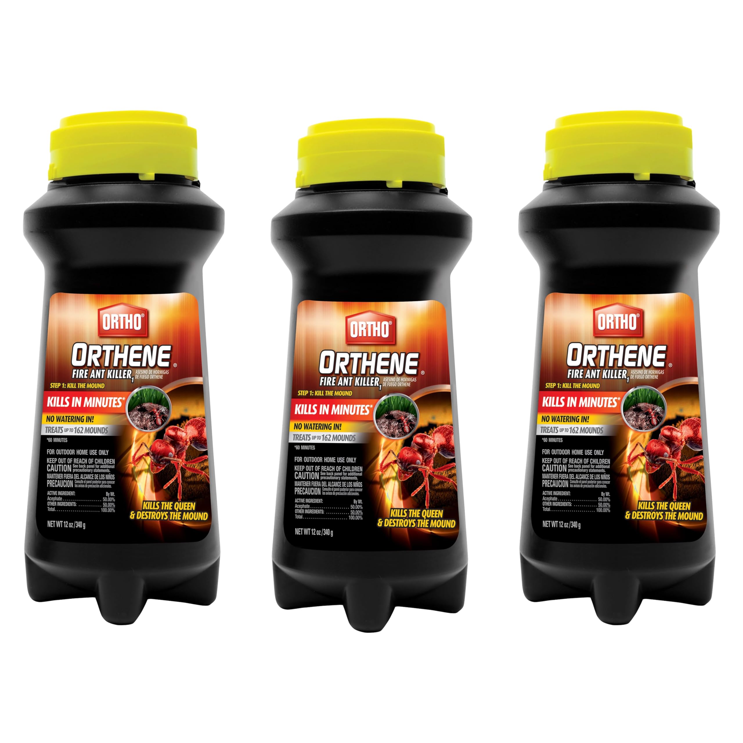 Ortho Orthene Fire Ant Killer1 powder sprinkled on a mound for fast control