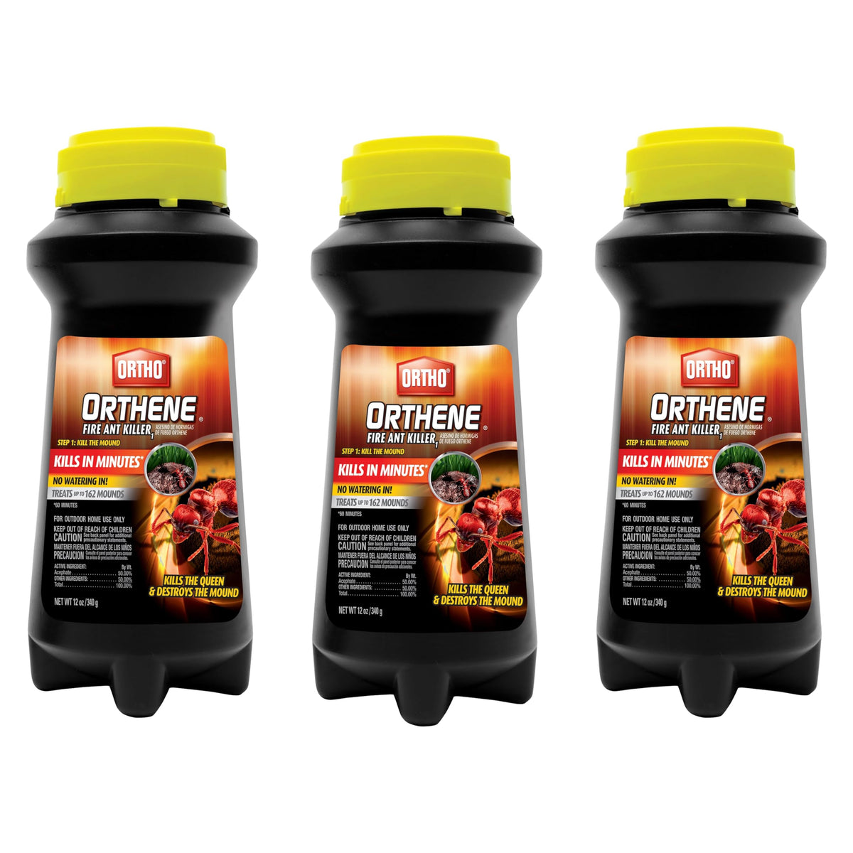 Ortho Orthene Fire Ant Killer1 powder sprinkled on a mound for fast control