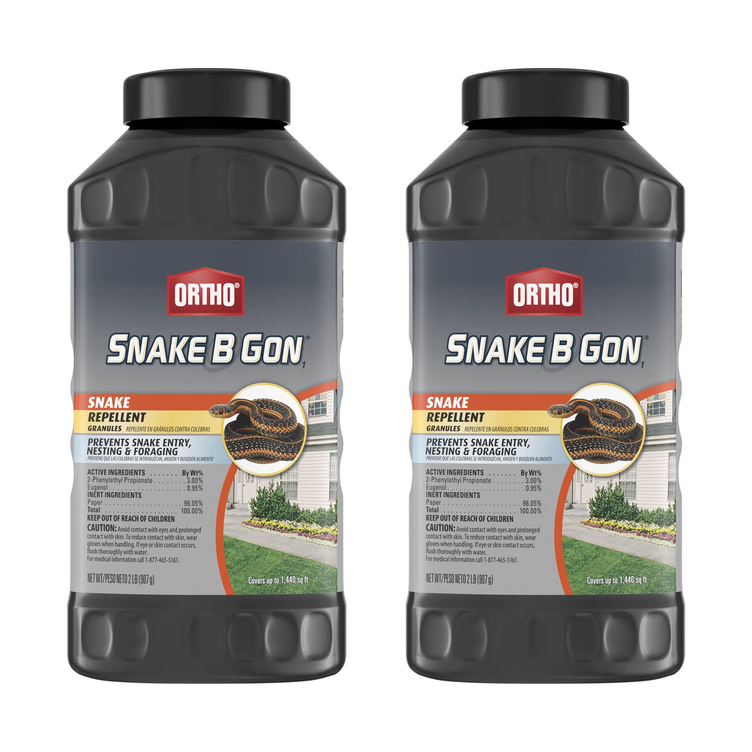 Ortho Snake B Gon1 bottle in side view for easy ground application and yard protection