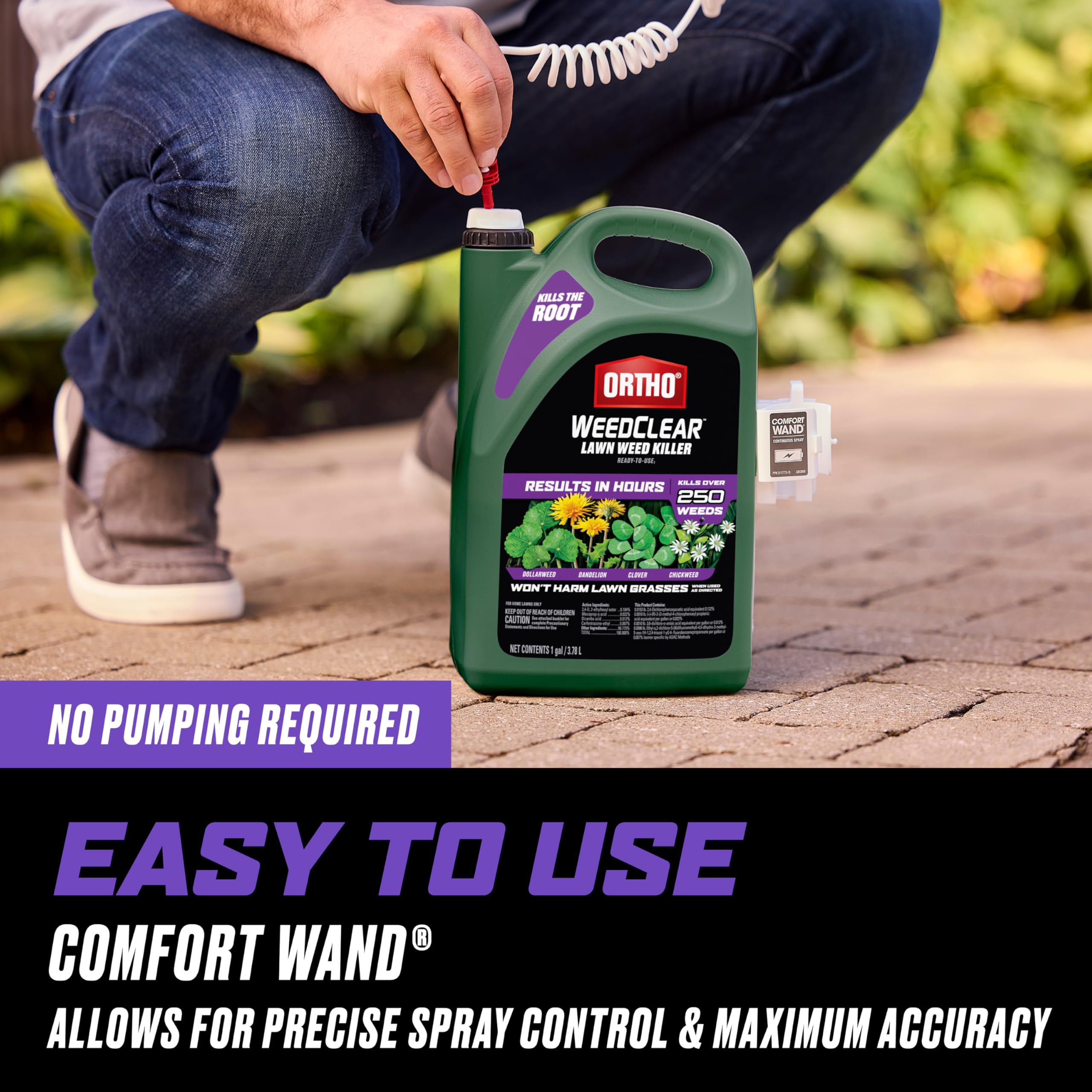 Ortho WeedClear covers 250 plus weeds with fast results.