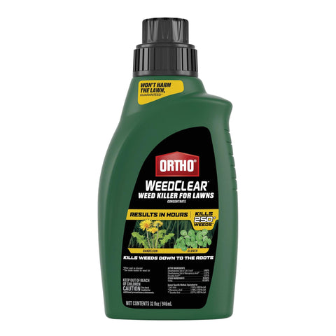 Ortho WeedClear bottle front for easy lawn weed control.