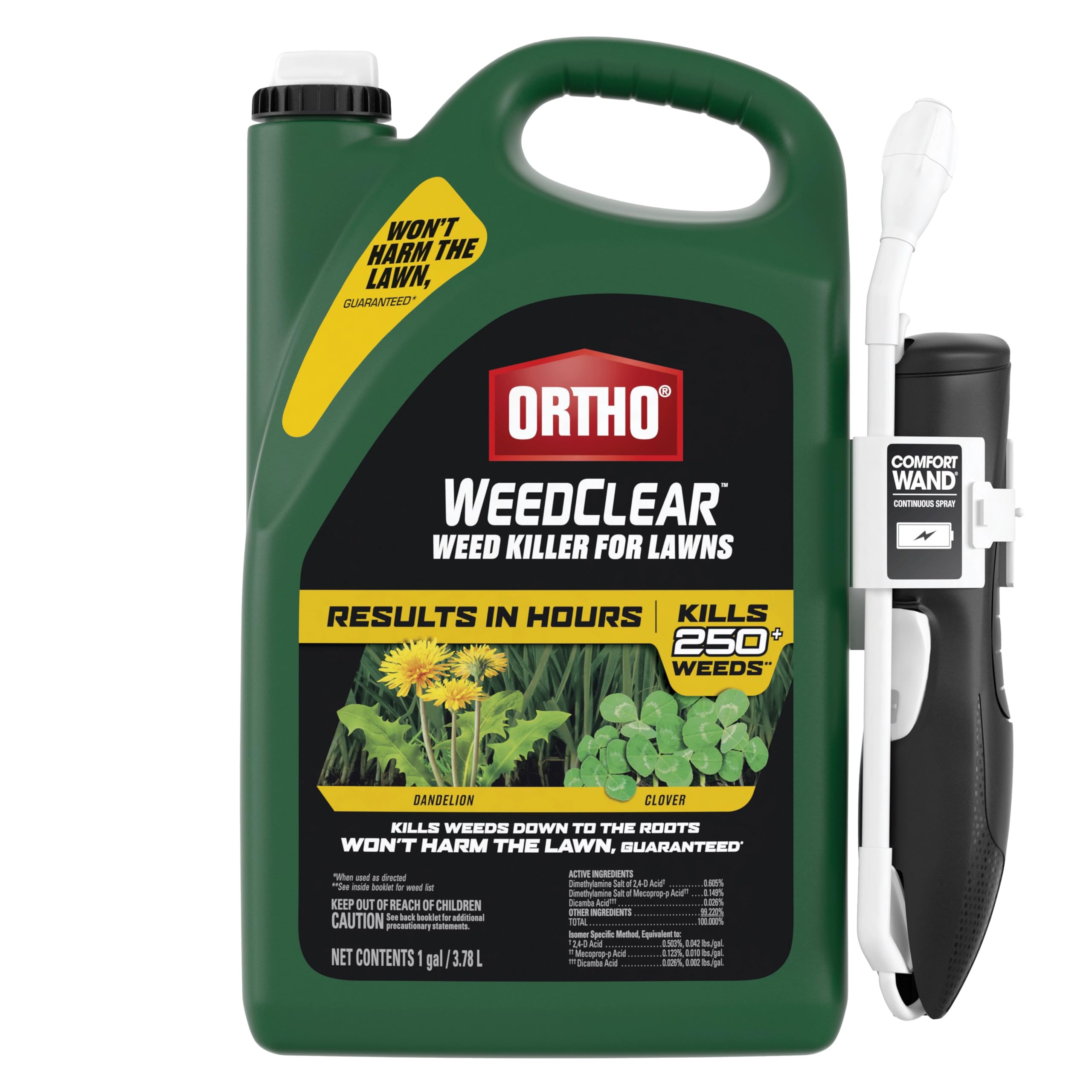 Ortho WeedClear Comfort Wand applied to lawn for targeted weed control