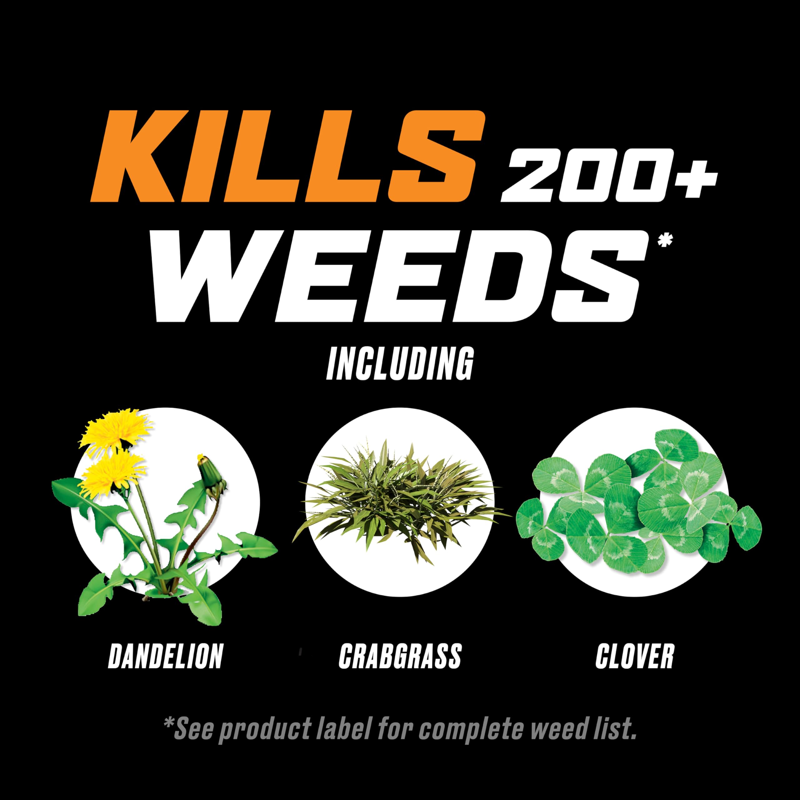 Ortho WeedClear targets crabgrass, dandelion, and clover across a weed-dense lawn
