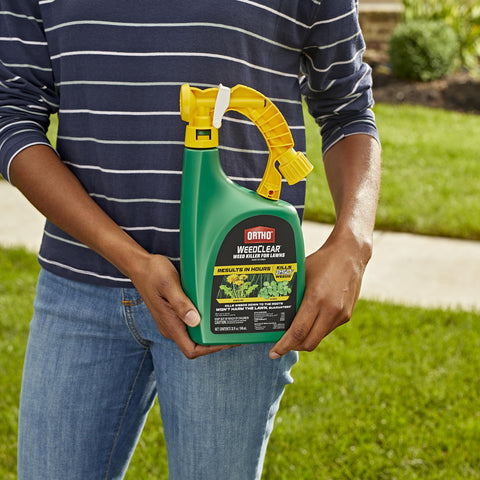 Ortho WeedClear hose sprayer attachment ready for quick, even application on lawns