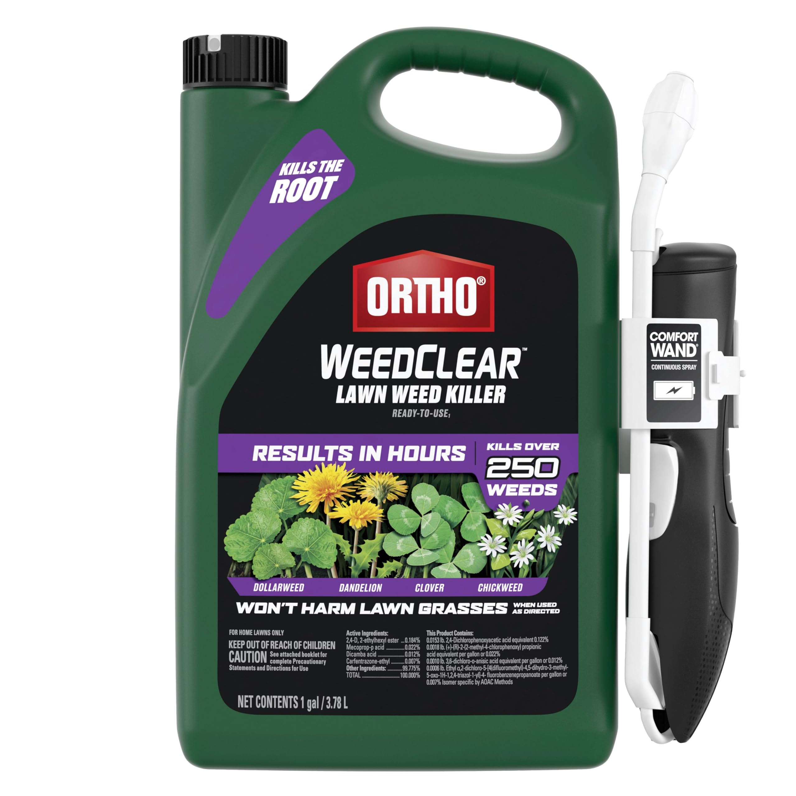 Ortho WeedClear lawn weed killer with Comfort Wand for precise spot treatment.