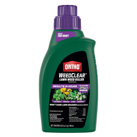 Ortho WeedClear Concentrate bottle front view for fast lawn weed control.