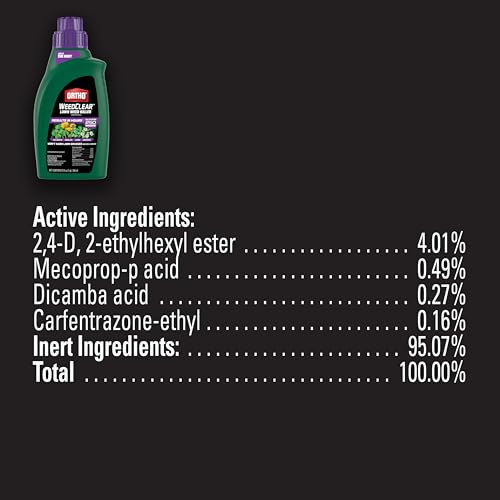 Close-up of Ortho WeedClear label with directions for use.