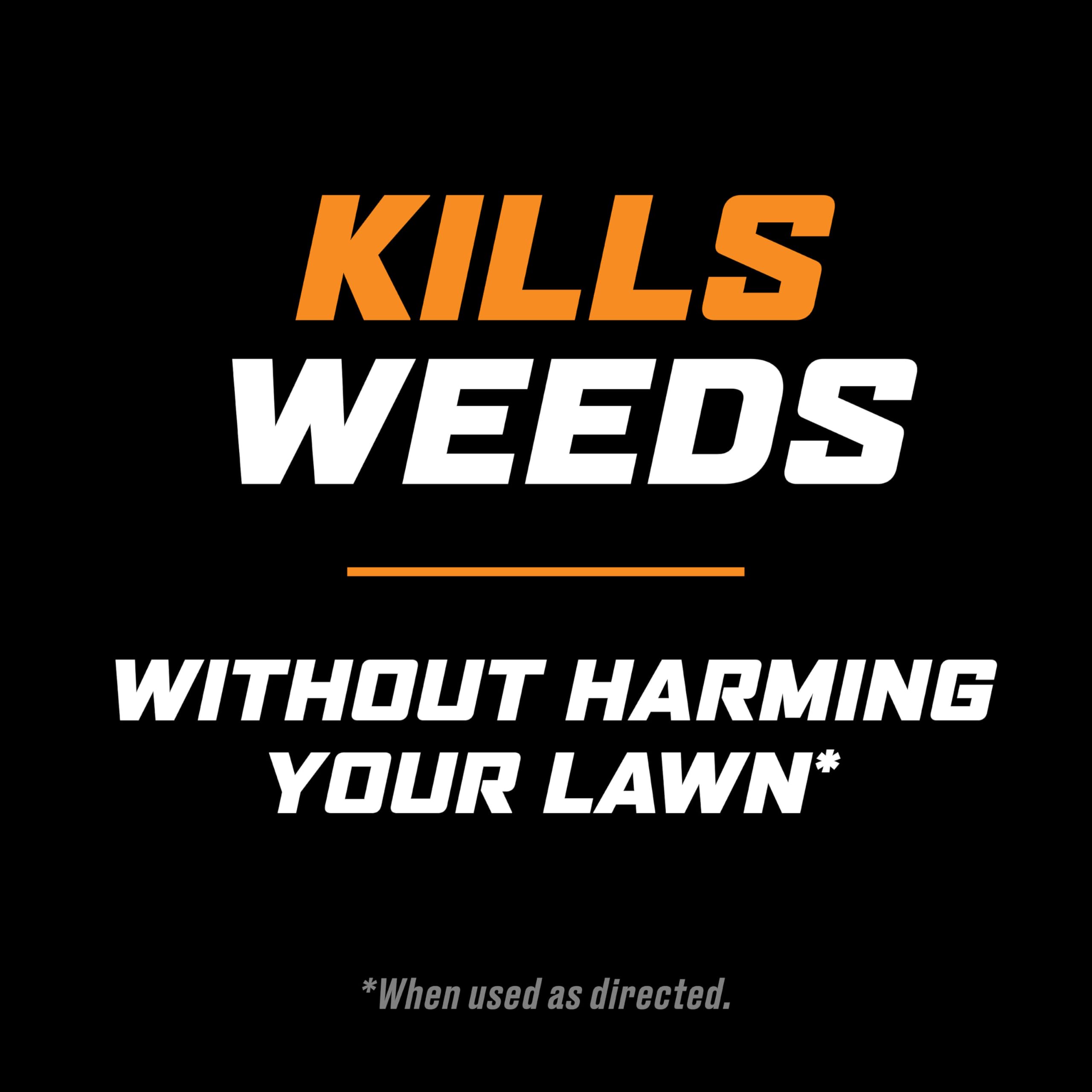 Ortho WeedClear spot-treatment setup on a lawn with visible weeds.