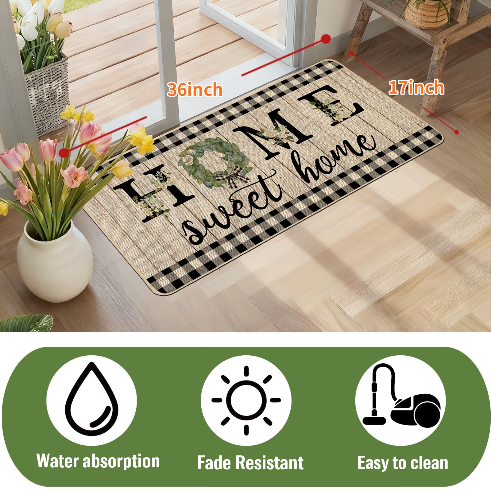 ORTIGIA 17x36 doormat size fits most doorways without snagging.